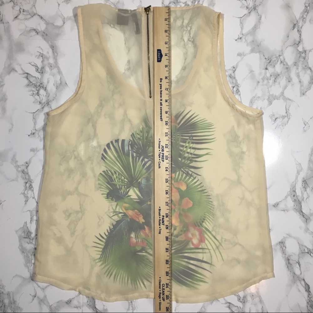 Nue Options Petite Tropical Sheer Tank Top PL - Picture 4 of 6